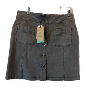NWT PRANA NOIR BLUE MERRIGAN CORDUROY BUTTON FRONT ORGANIC COTTON BLEND SKIRT 12